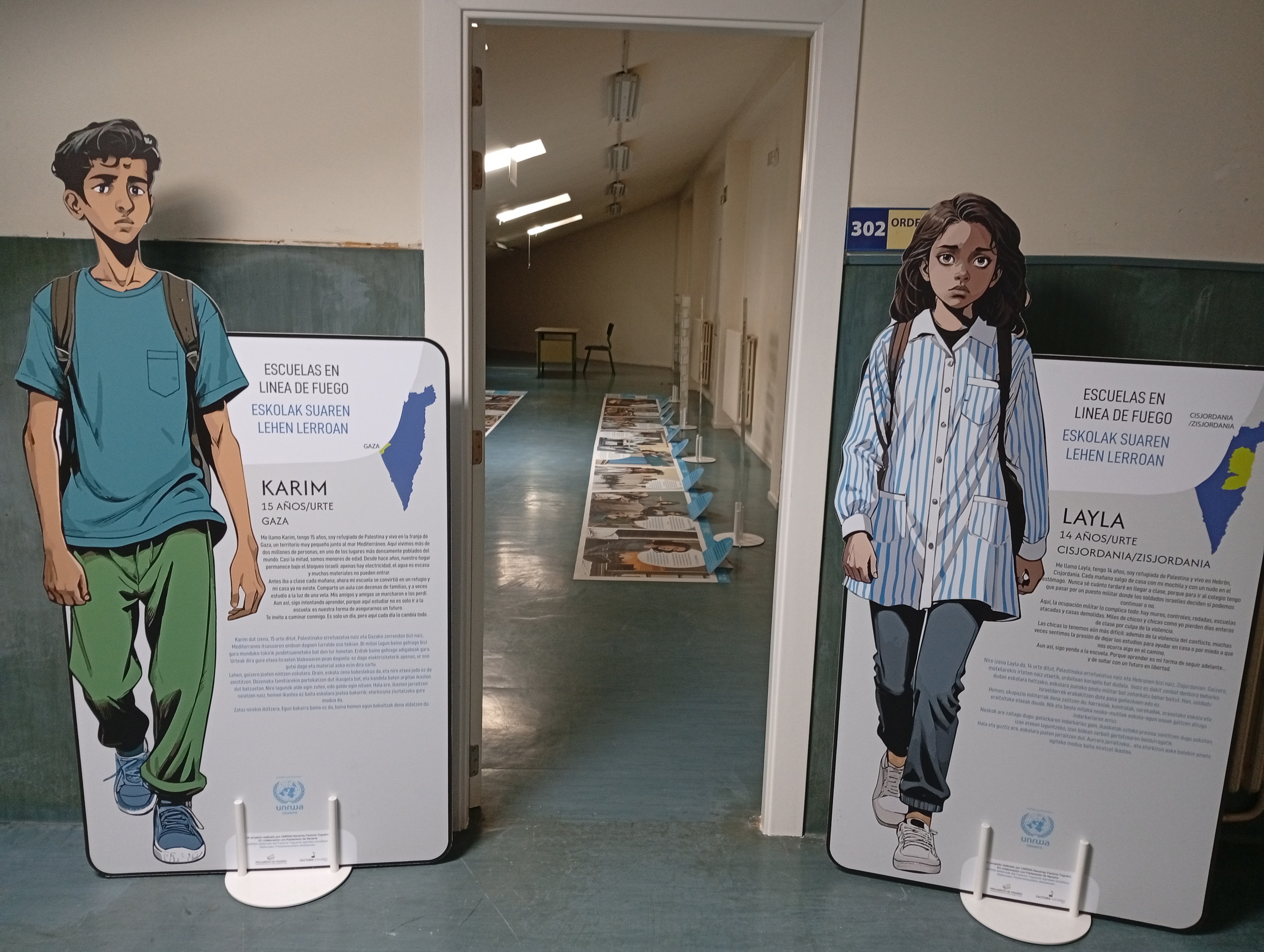 Gaza eta Zisjordaniako gazteen egoerari buruzko erakusketa.